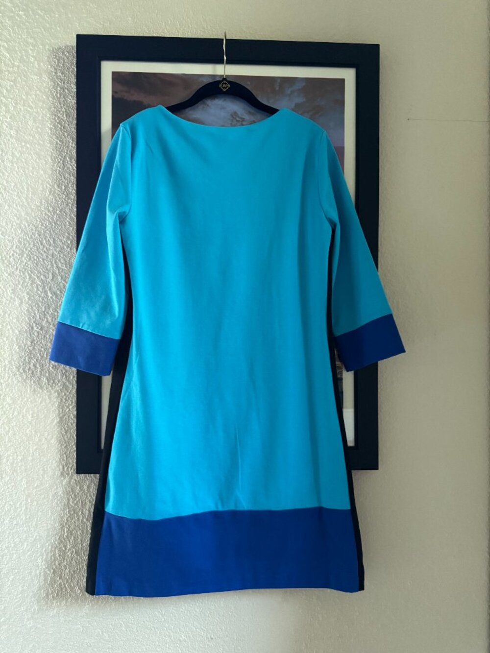 New York & Company Wear to Work Blue Colorblock Dress size Medium